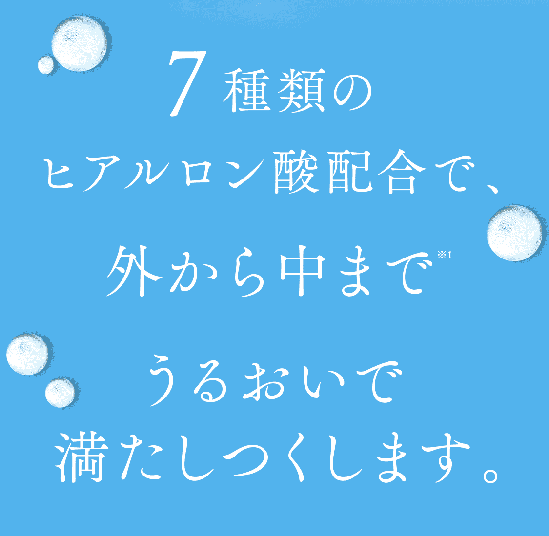 7種類のヒアルロン酸配合で角層の外から中までうるおいで満たしつくします。
